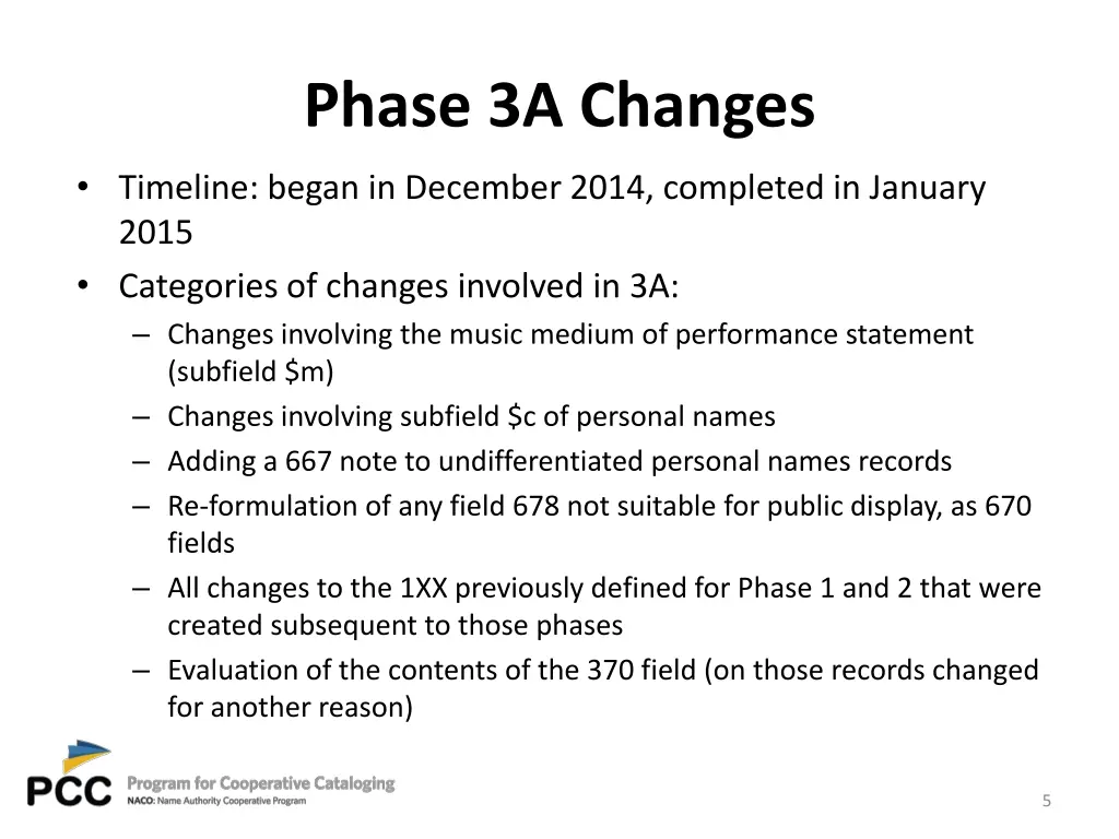 phase 3a changes
