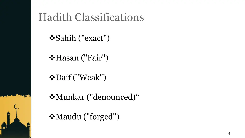 hadith classifications