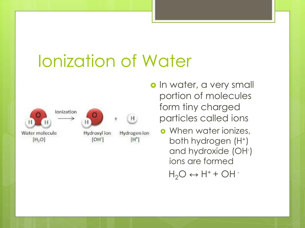 ionization of water