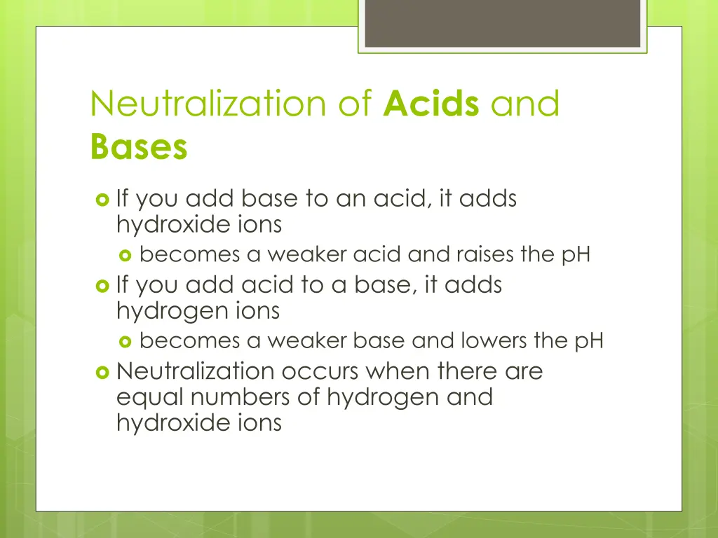 neutralization of acids and bases