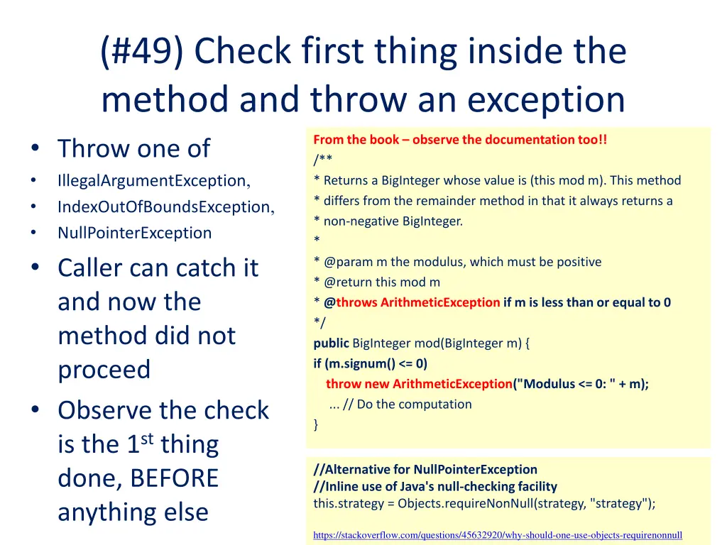 49 check first thing inside the method and throw
