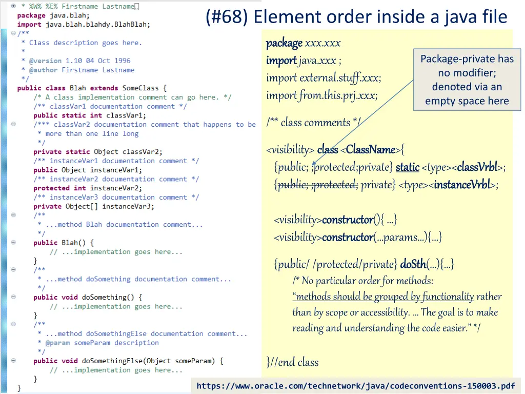 68 element order inside a java file