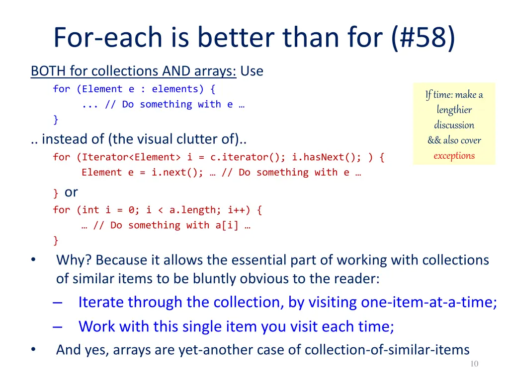 for each is better than for 58