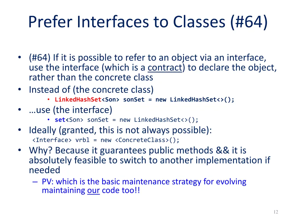 prefer interfaces to classes 64