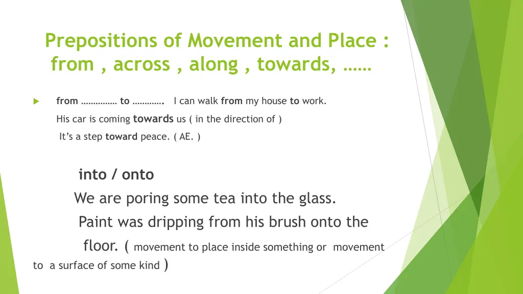 prepositions of movement and place from across