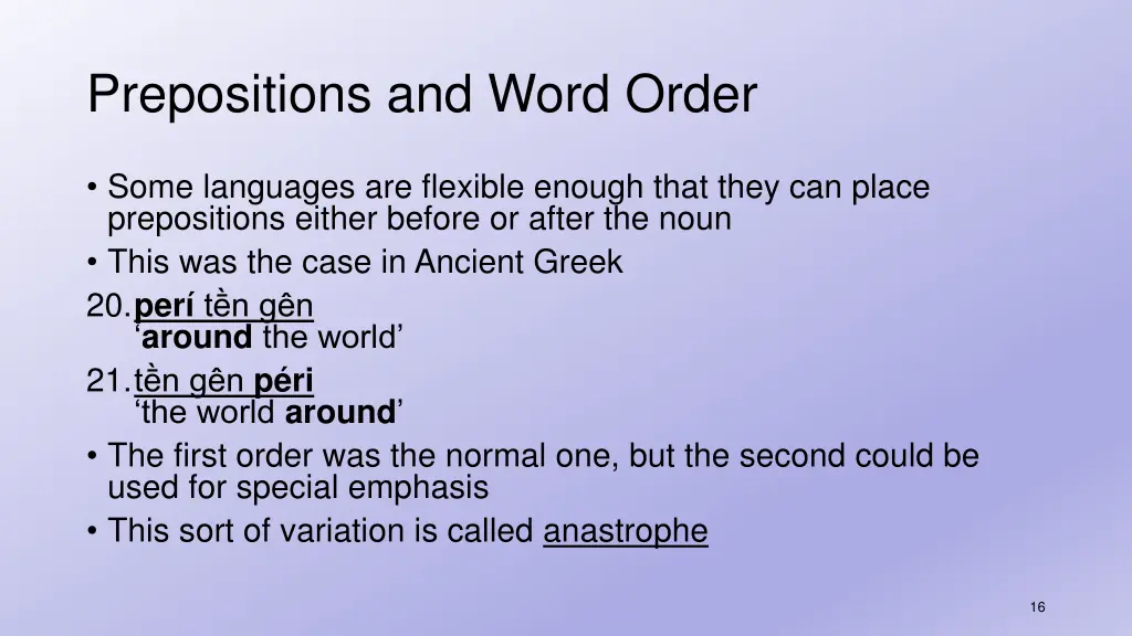 prepositions and word order 1