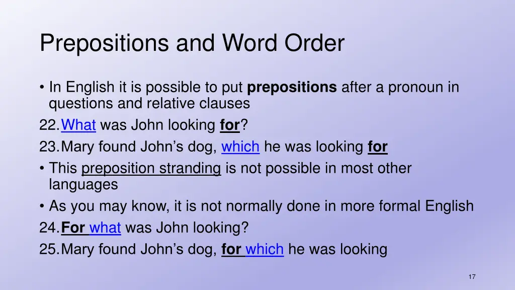 prepositions and word order 2
