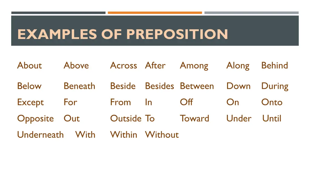 examples of preposition