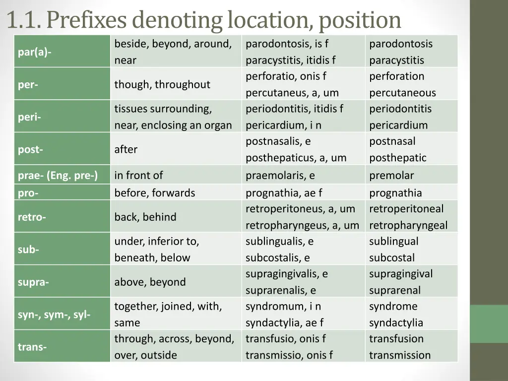 1 1 prefixes denoting location position 3