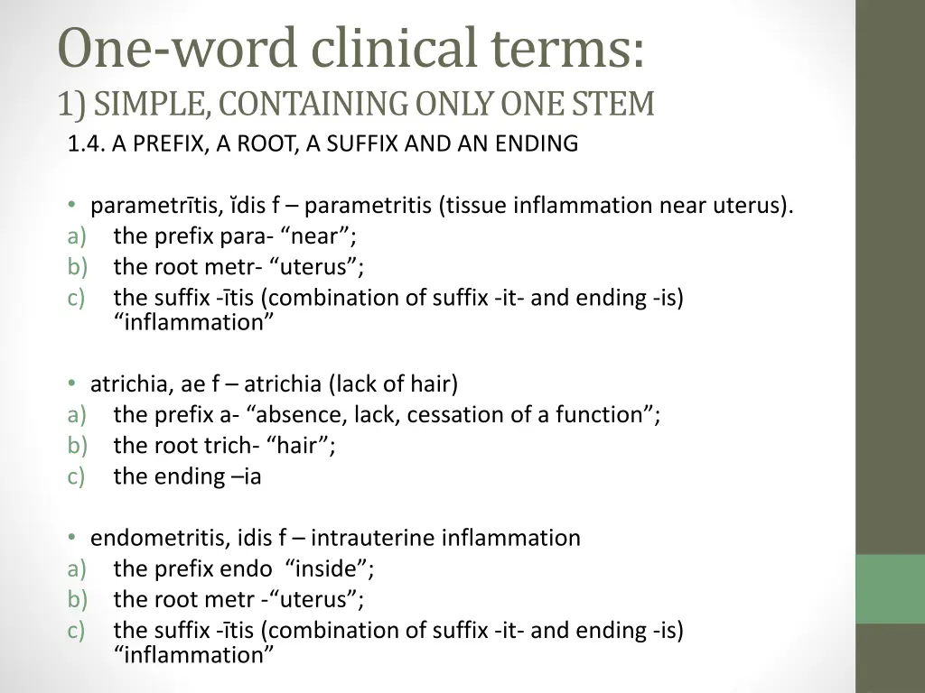 one wordclinicalterms 1 simple containing only 3