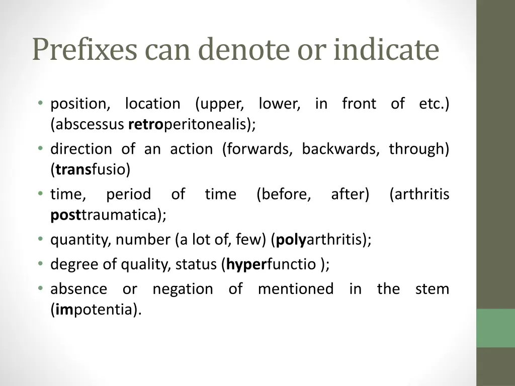 prefixes can denote or indicate