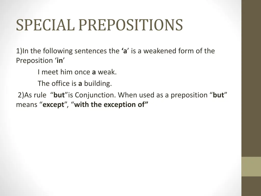special prepositions