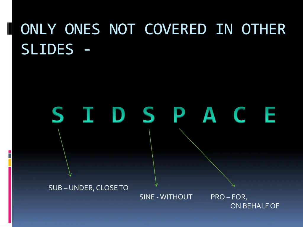 only ones not covered in other slides