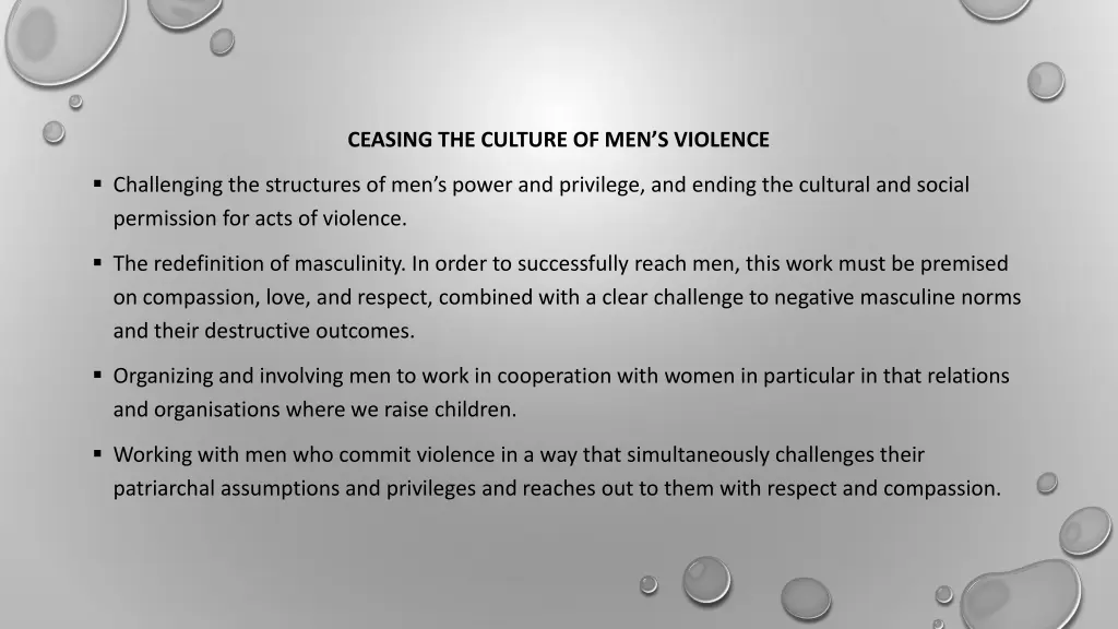 ceasing the culture of men s violence
