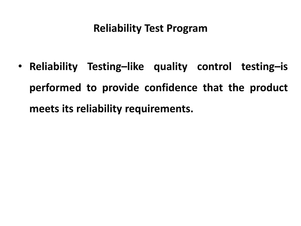 reliability test program