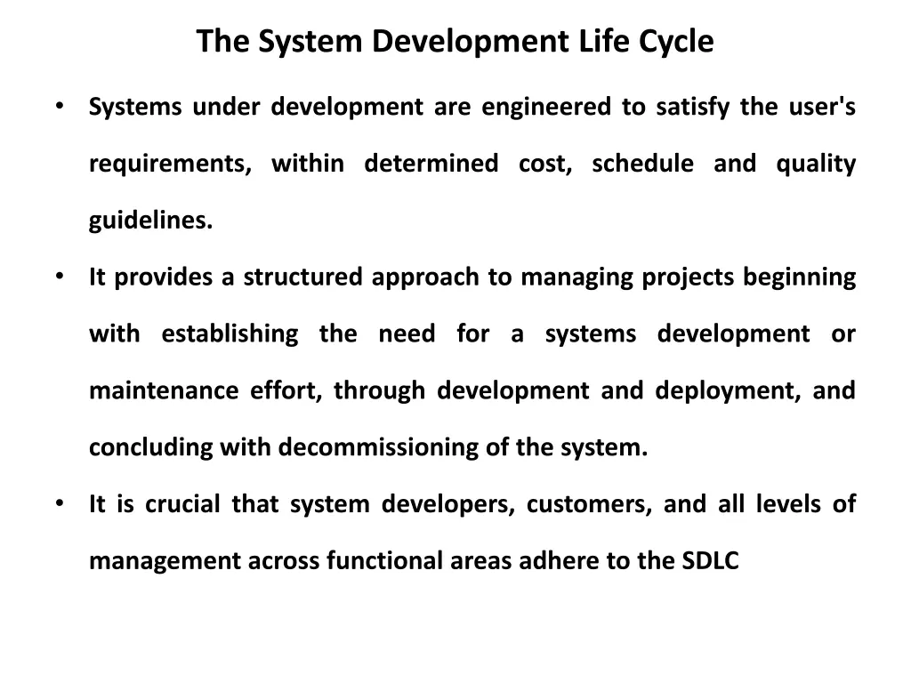 the system development life cycle