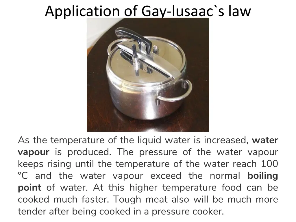 application of gay lusaac s law