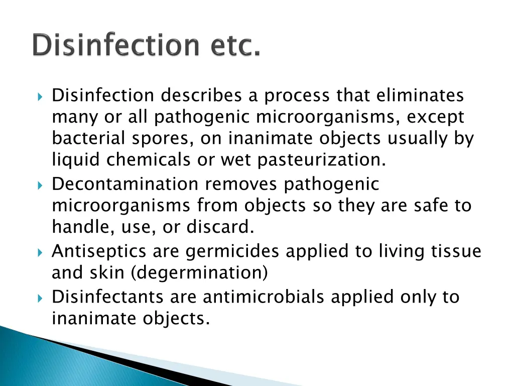 disinfection describes a process that eliminates