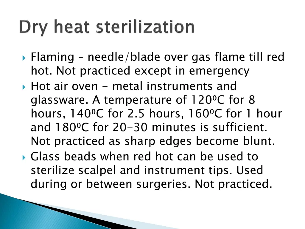 flaming needle blade over gas flame till