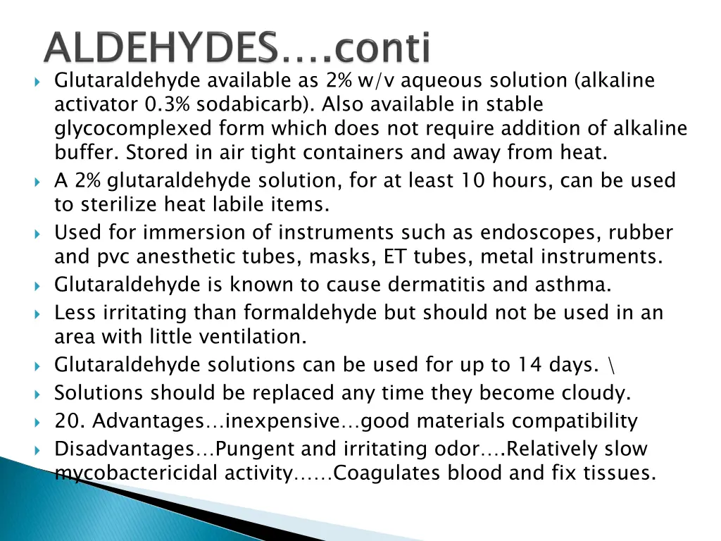glutaraldehyde available as 2 w v aqueous
