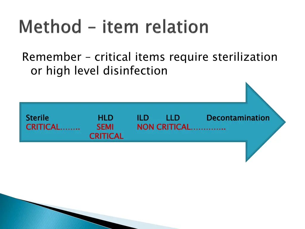 remember critical items require sterilization