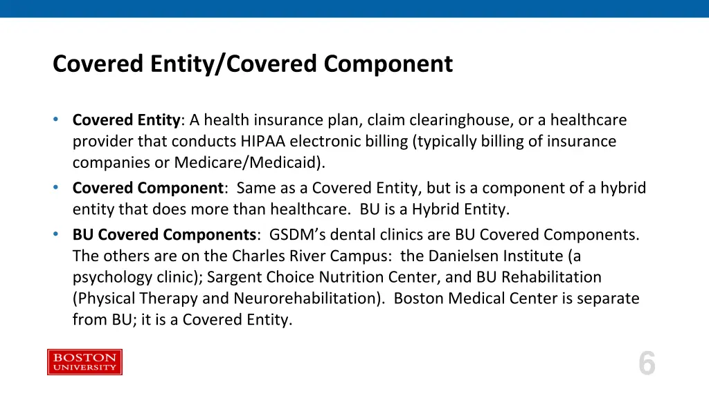 covered entity covered component