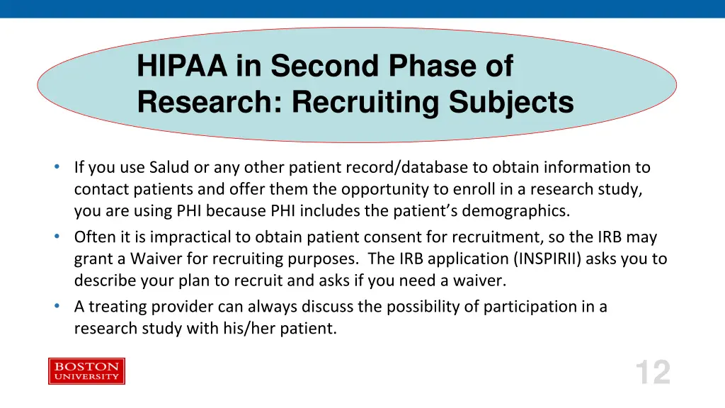 hipaa in second phase of research recruiting
