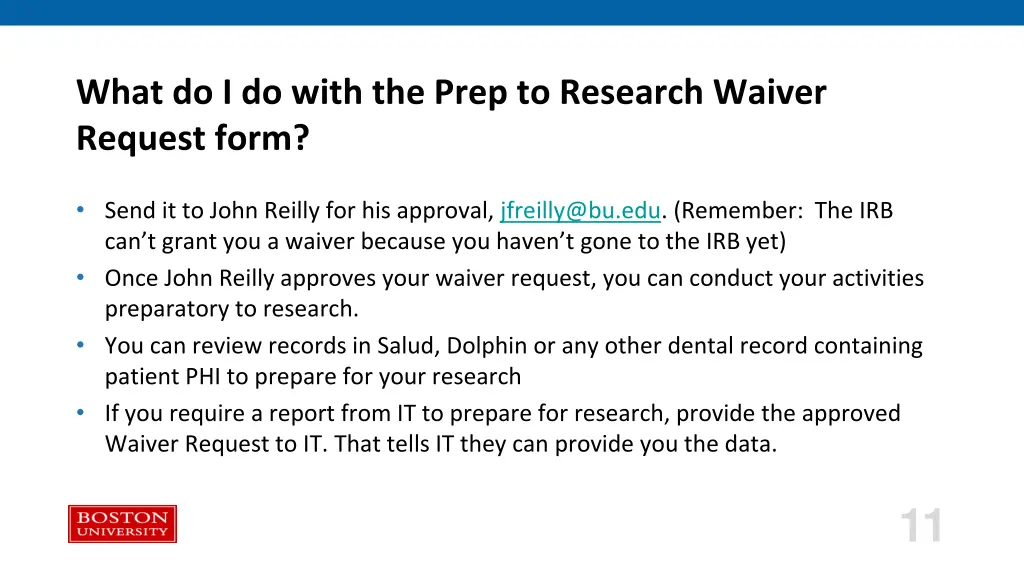 what do i do with the prep to research waiver