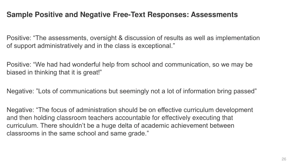 sample positive and negative free text responses 1