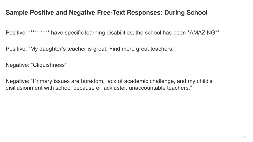 sample positive and negative free text responses 4