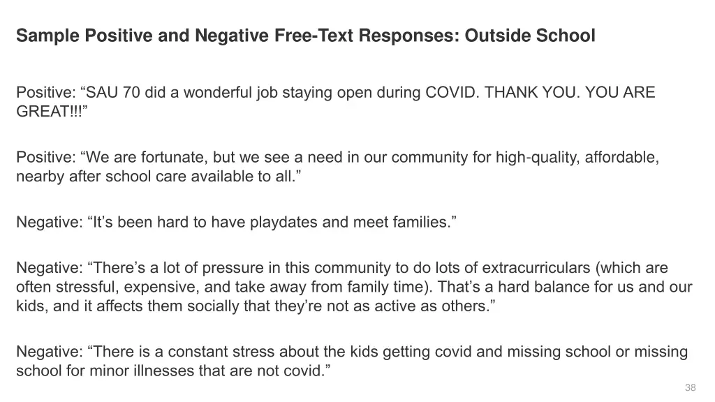 sample positive and negative free text responses 5