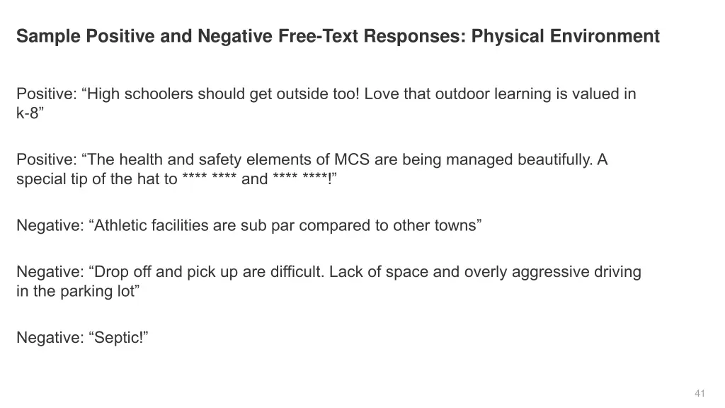 sample positive and negative free text responses 6