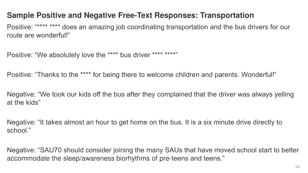 sample positive and negative free text responses 7