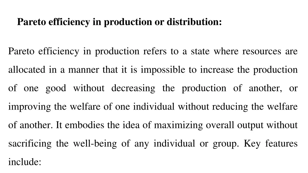 pareto efficiency in production or distribution