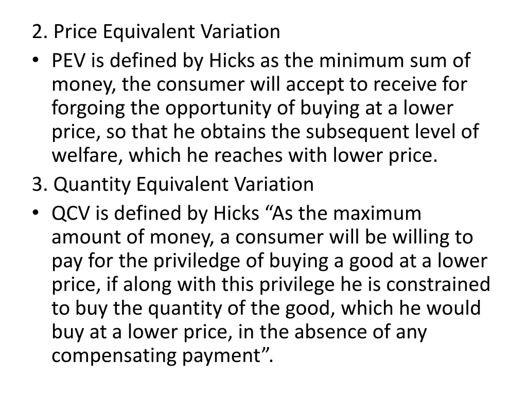 2 price equivalent variation pev is defined