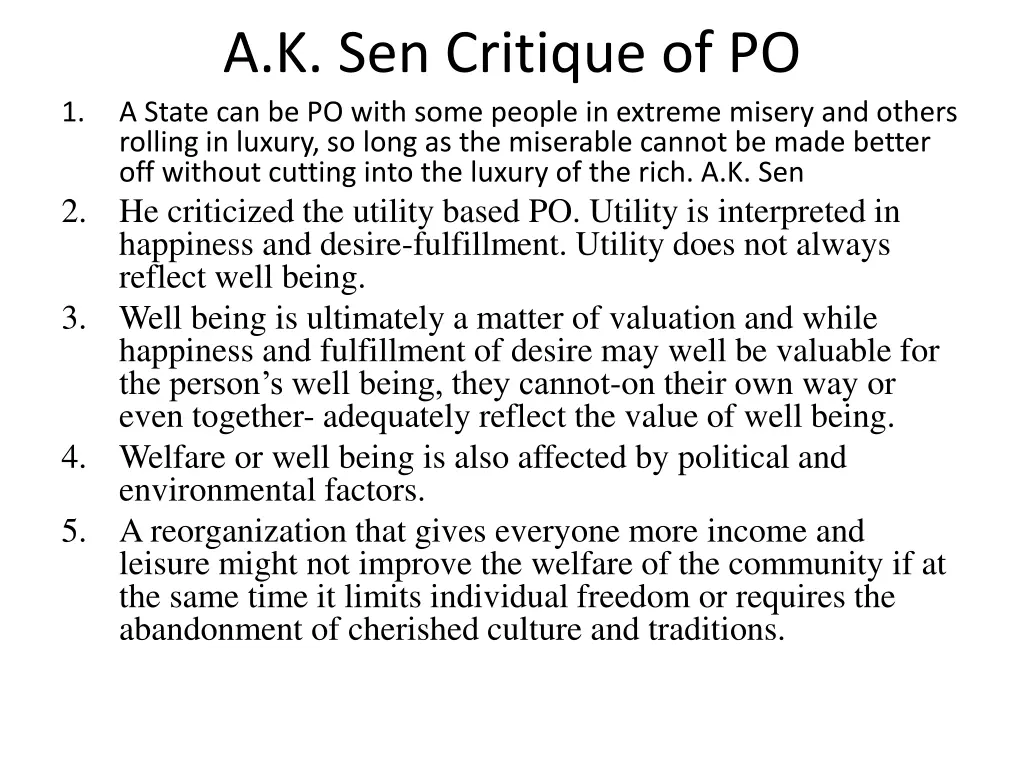 a k sen critique of po a state can be po with 1