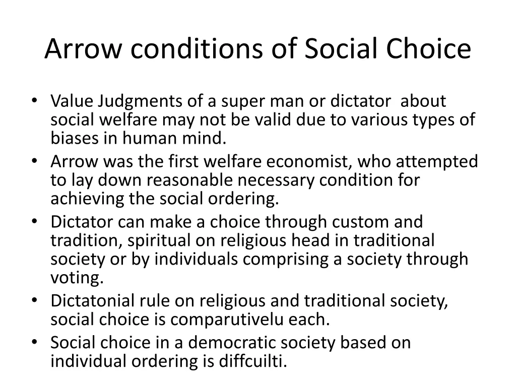 arrow conditions of social choice
