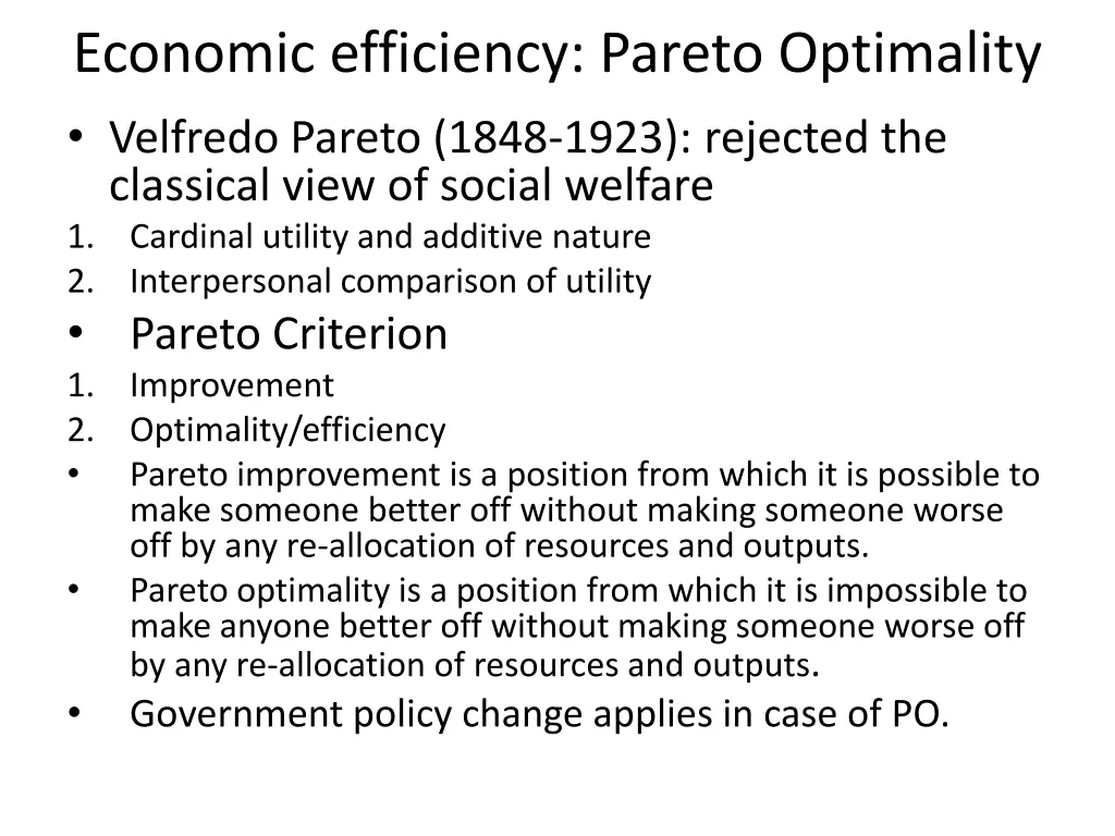 economic efficiency pareto optimality velfredo 1
