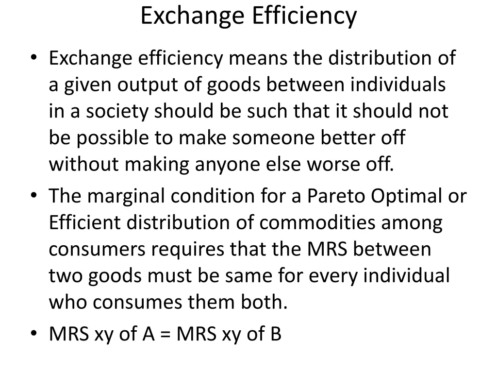exchange efficiency 1