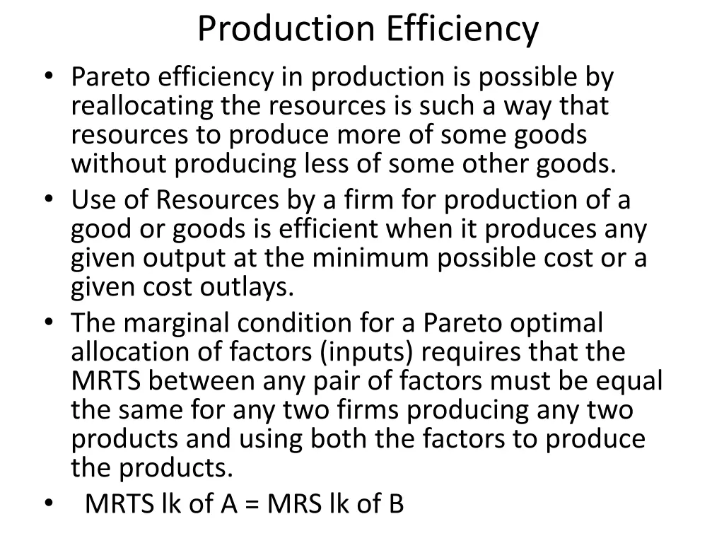 production efficiency pareto efficiency 1