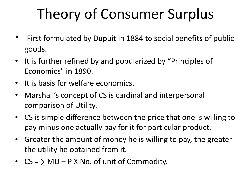 theory of consumer surplus