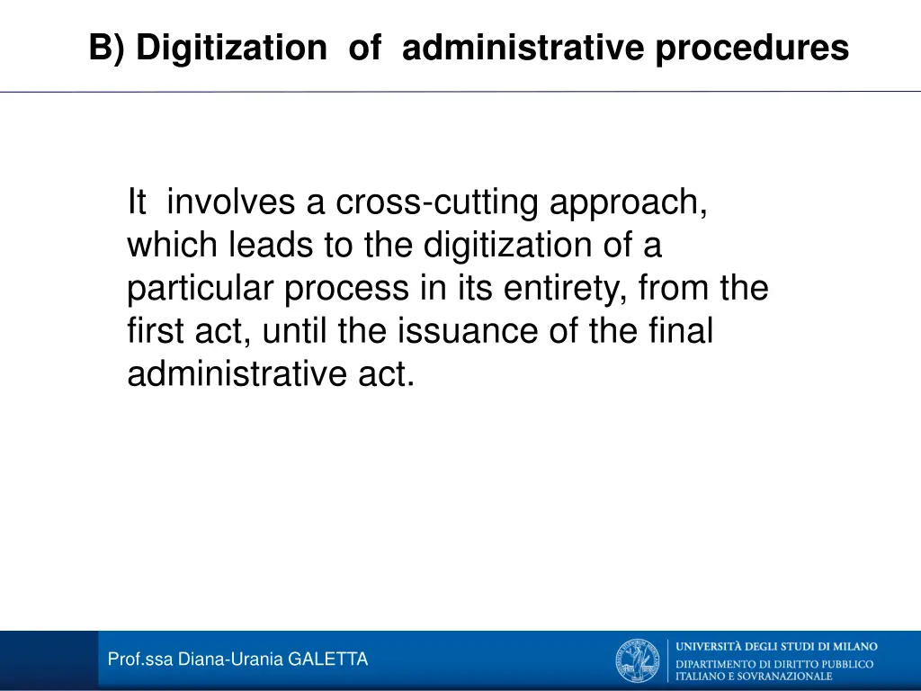 b digitization of administrative procedures