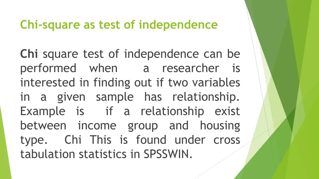 chi square as test of independence