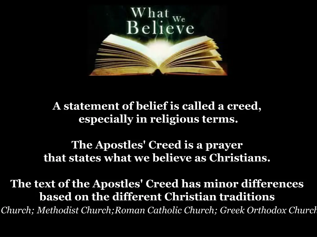 a statement of belief is called a creed