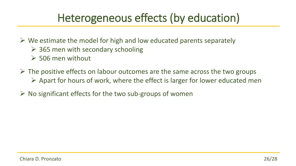 heterogeneous effects by education heterogeneous