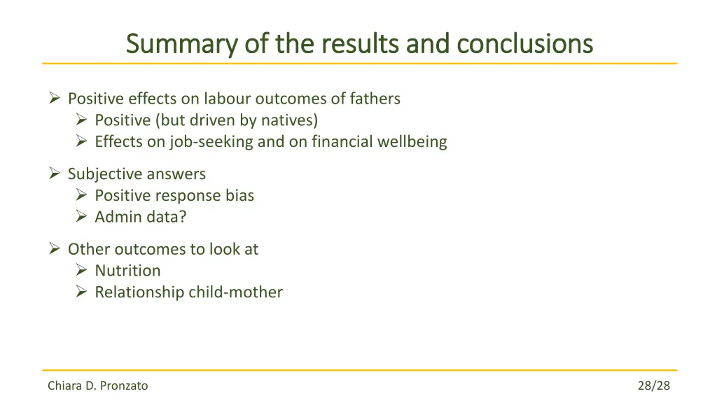 summary of the results and conclusions summary