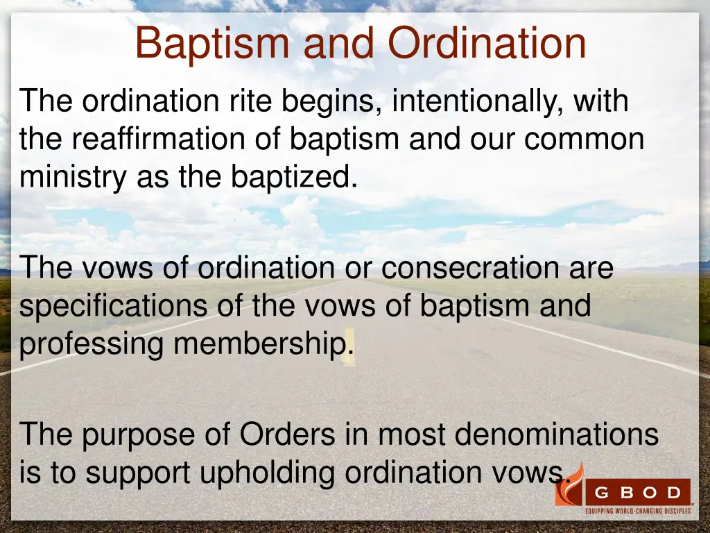 baptism and ordination the ordination rite begins