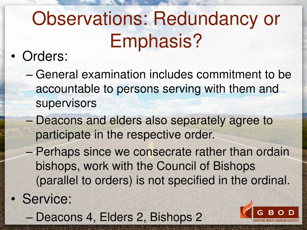 observations redundancy or emphasis orders