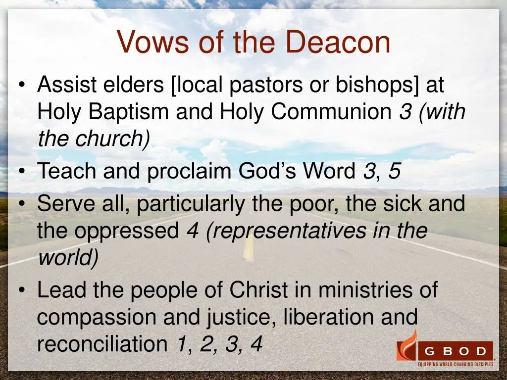 vows of the deacon assist elders local pastors