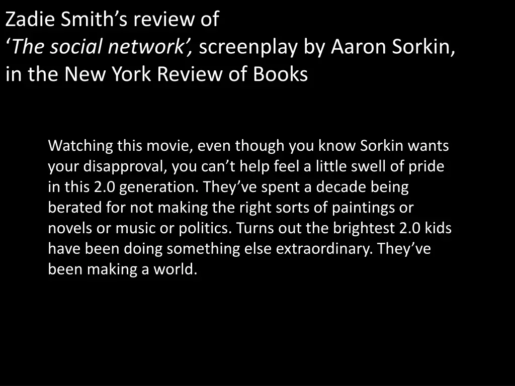 zadie smith s review of the social network